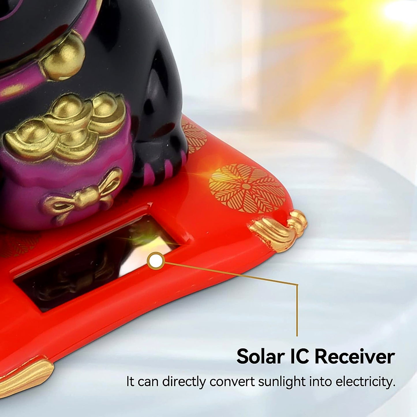 Solar Powered Happy Cat Beautiful With Arm Waves Wealth Cat (1 Pc Mix Color)