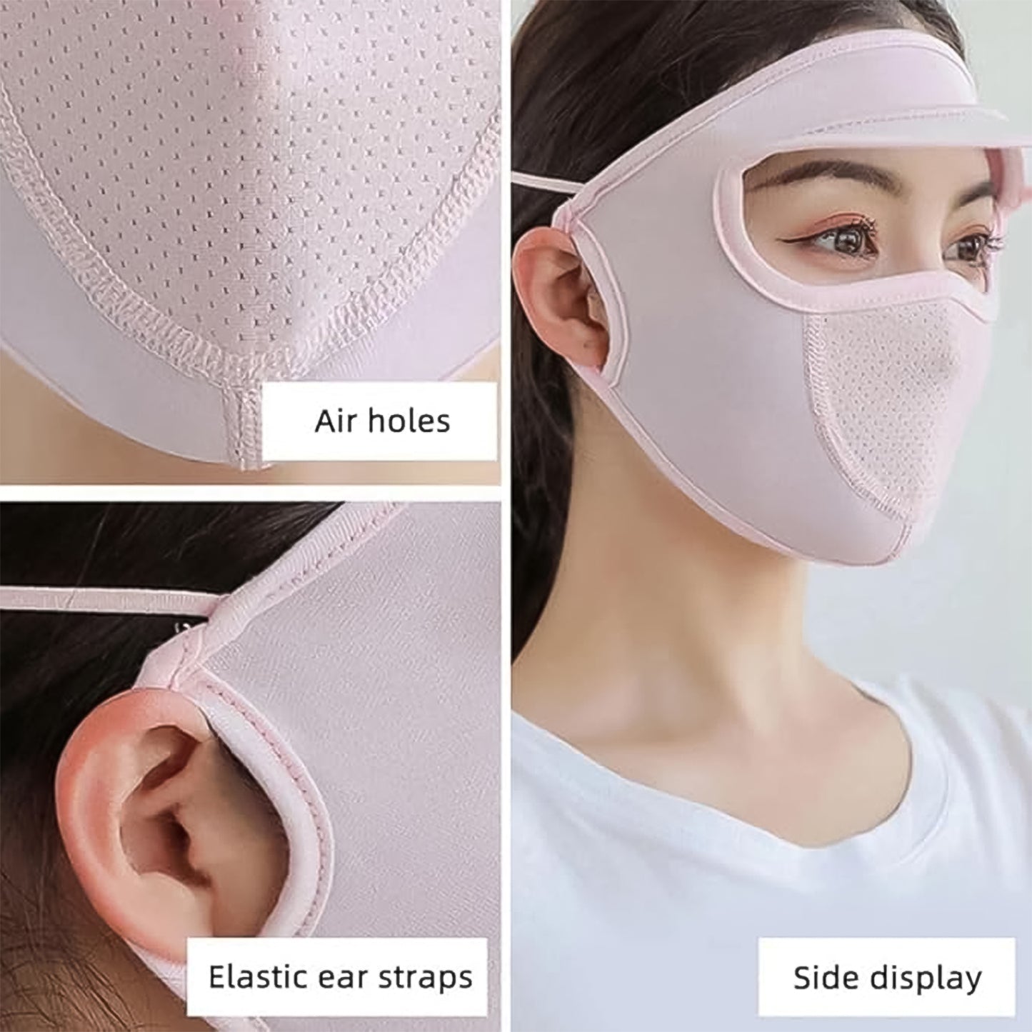 Womens Full Face Uv Protection Cap With Built-in Mask And Wide Brim Visor Breathable (1 Pc)