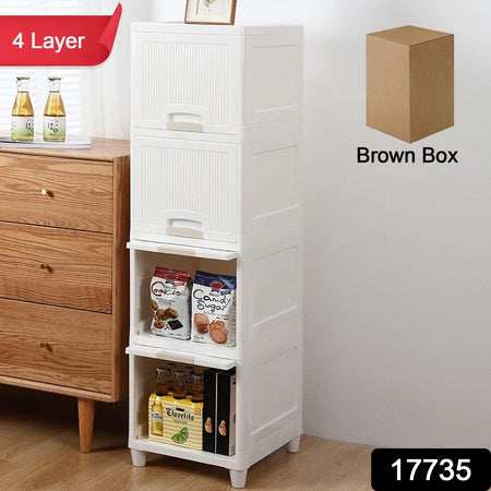Multipurpose Storage Cabinet Storage Solutions Plastic Drawers Multi Layer Wardrobe Storage Drawers Foldable Multipurpose Drawer Units For Kitchen Bathroom Bedroom Cloth (4 Layer)