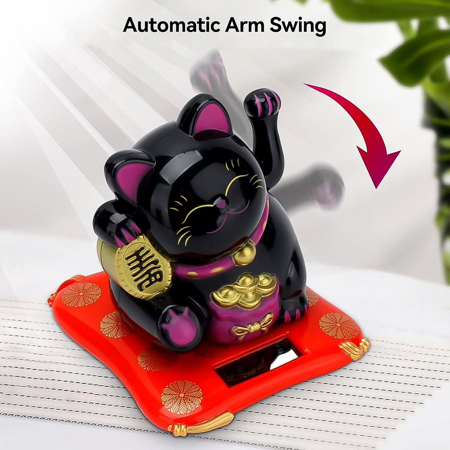 Solar Powered Happy Cat Beautiful With Arm Waves Wealth Cat (1 Pc Mix Color)