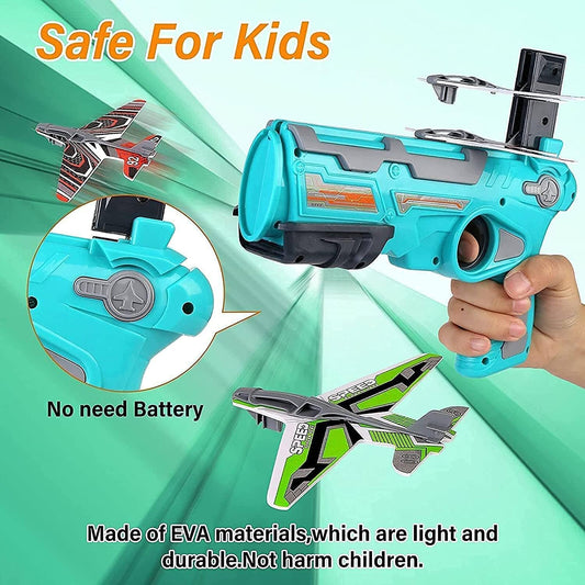 4710 Airplane Launcher Gun Toy With Foam Glider Planes Outdoor Games For Children Best Aeroplane Toys For Kids Air Battle Gun Toys ( 5 Plane Include )