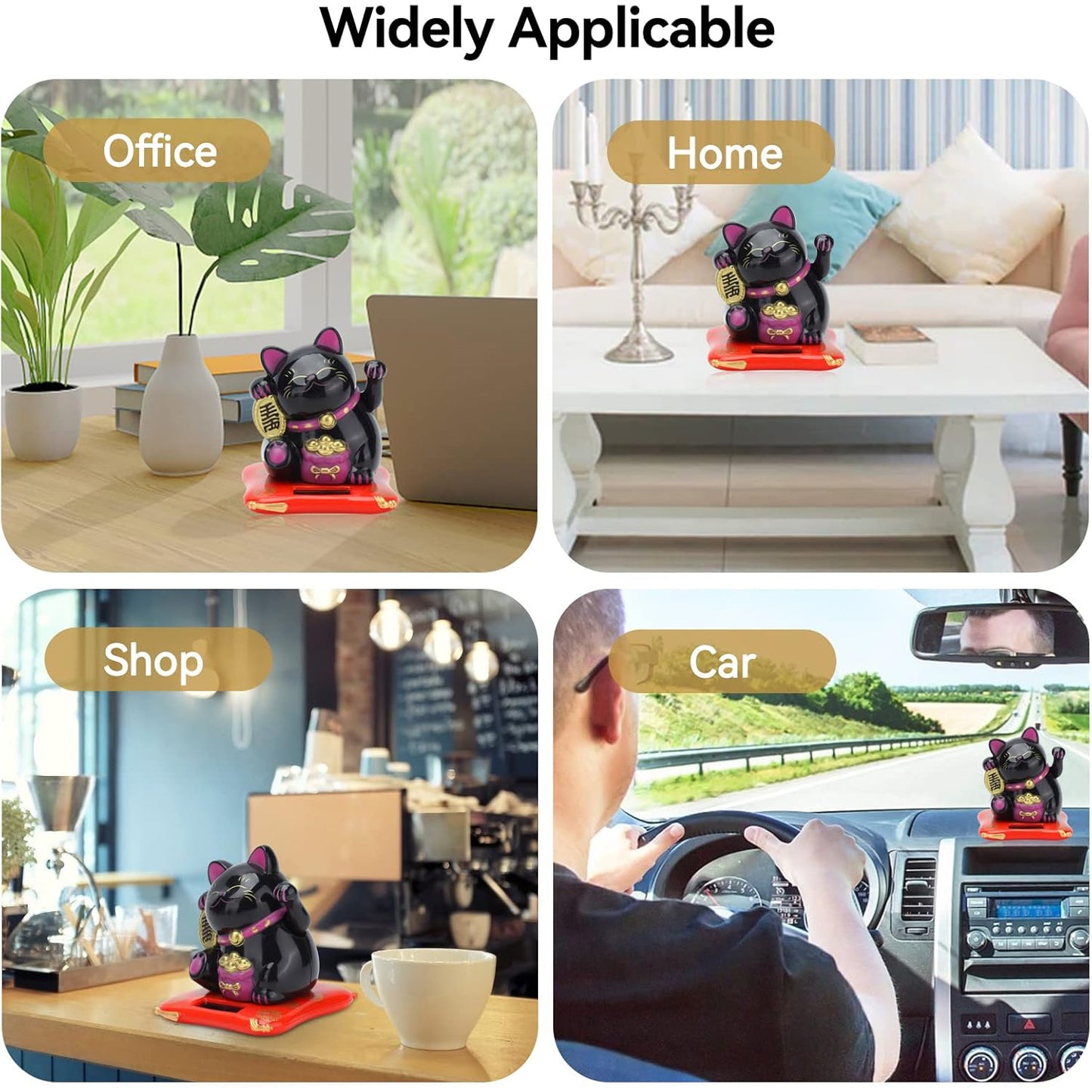 Solar Powered Happy Cat Beautiful With Arm Waves Wealth Cat (1 Pc Mix Color)