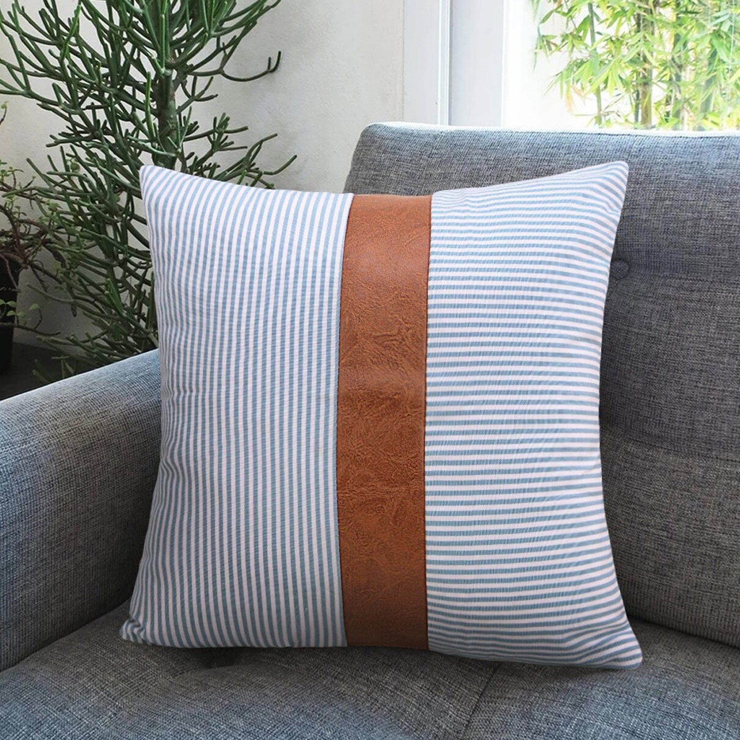 Pillow Covers Leather Cotton Cushion Covers (20 20 Inch 1 Pair 2 Pc)
