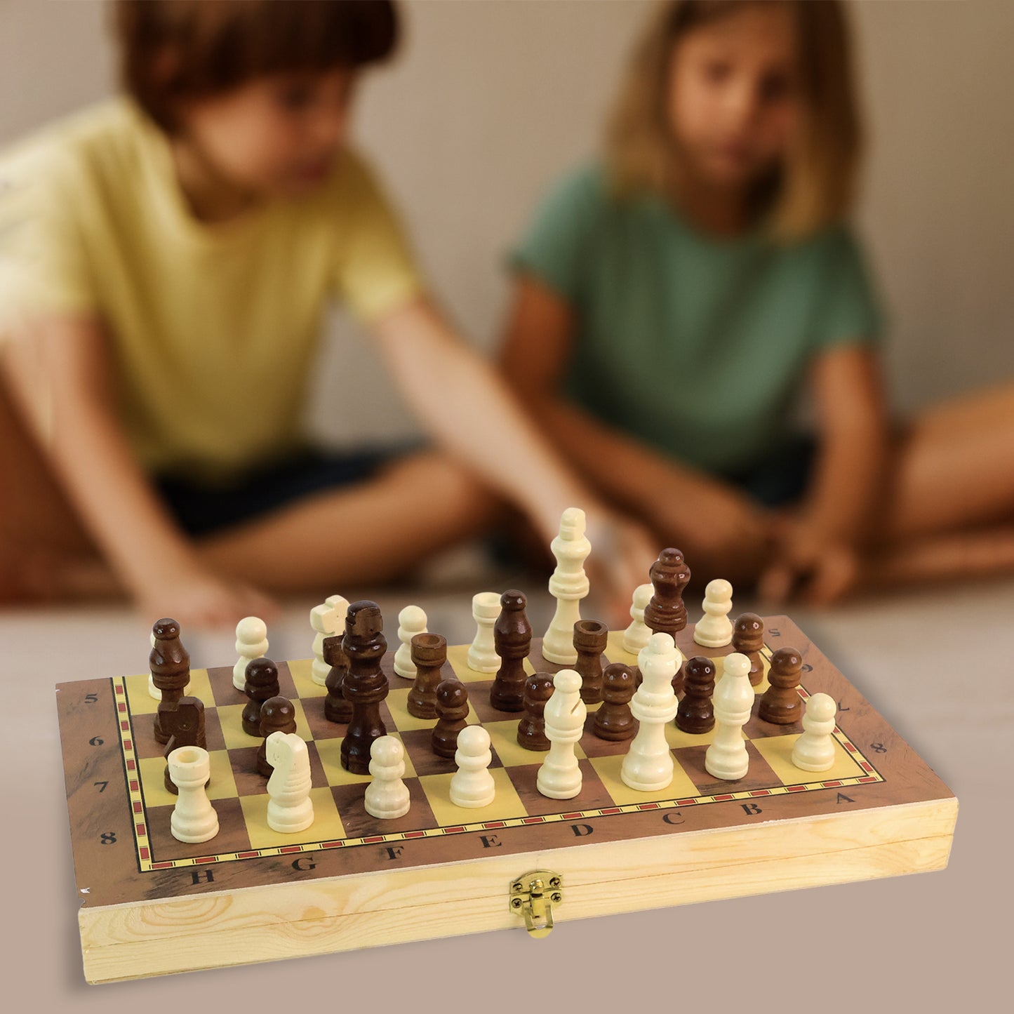 Foldable Wooden Chess Board Set (30 30 Cm 1 Set)