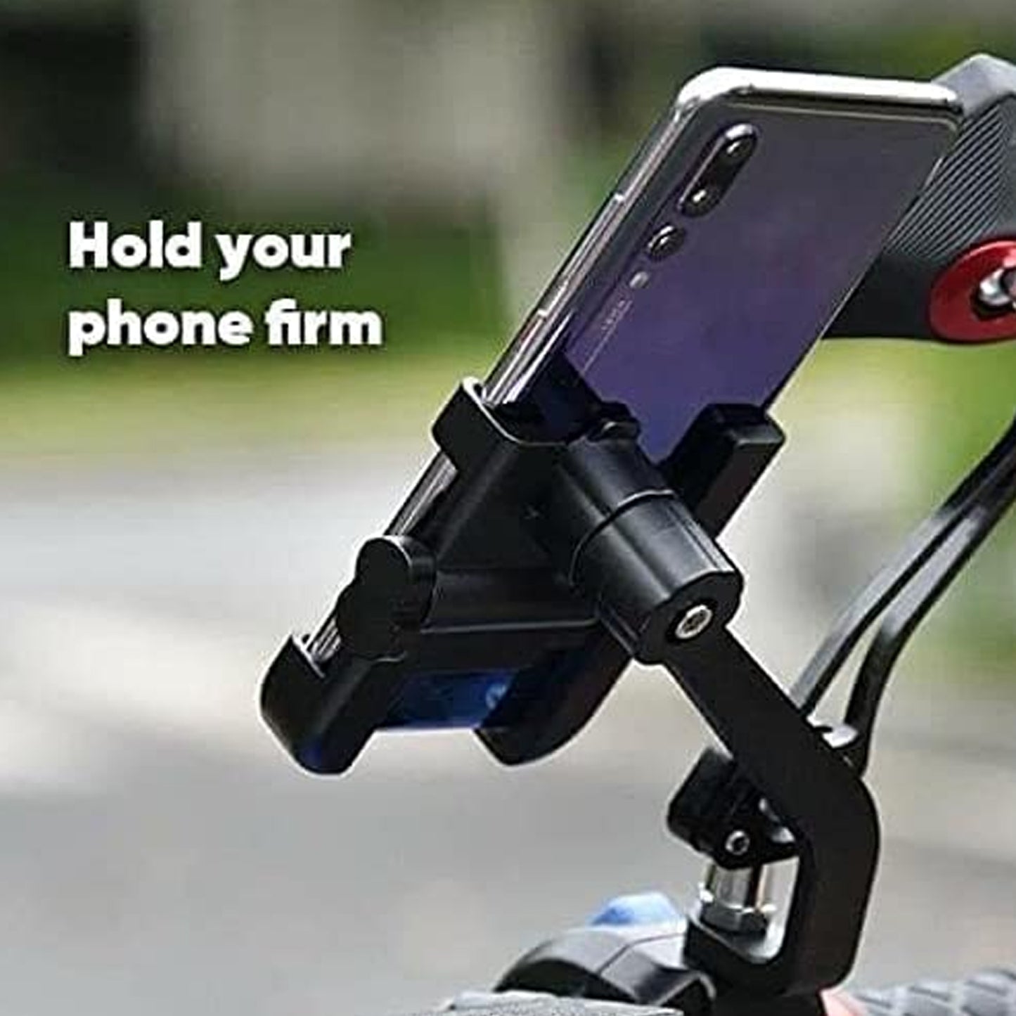 6706 Mobile Phone Holder With Easy Adjustable Rear View Mirror Mount Solid Metal Cradle Stand Suitable For Bike Mobile Phones