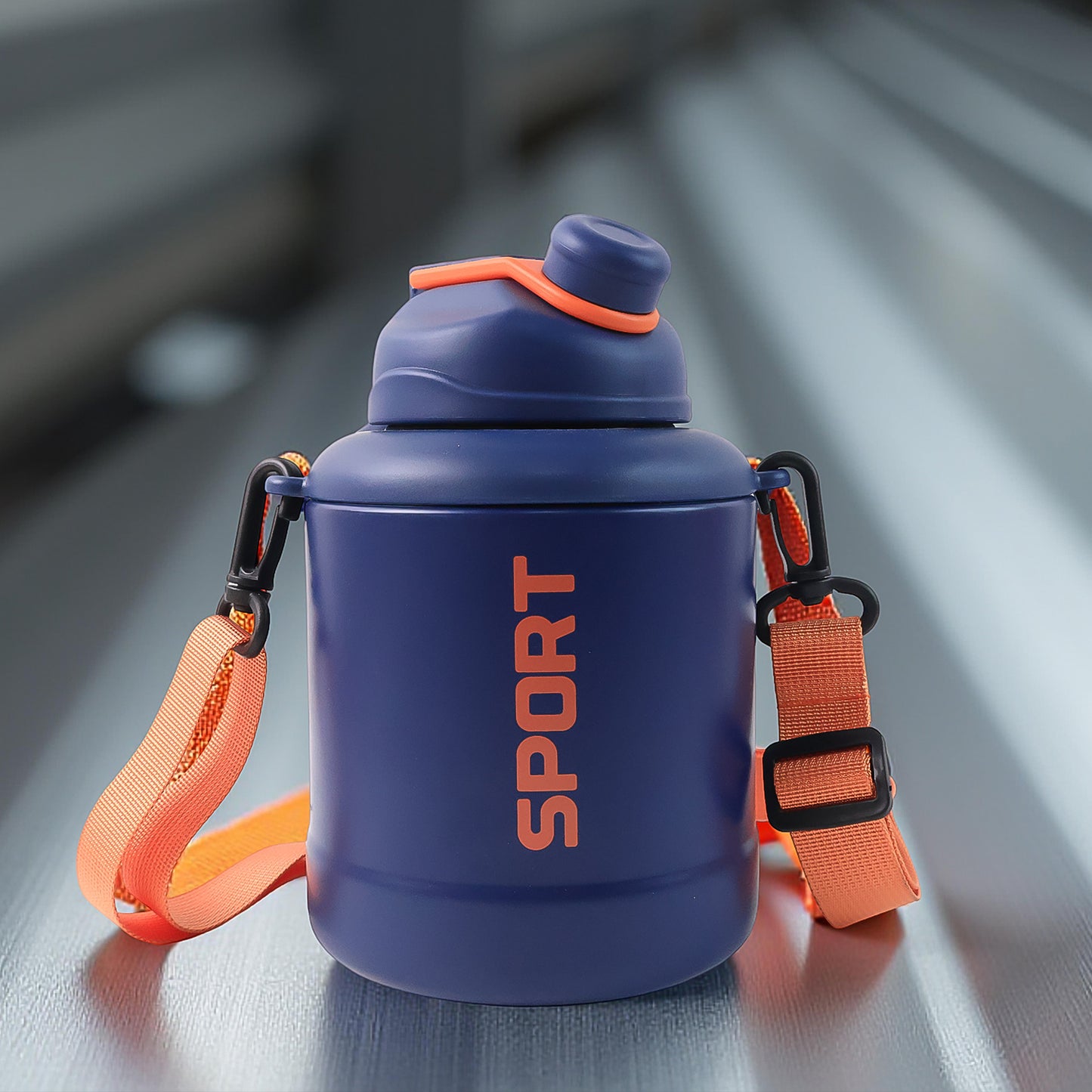 Sports Vacuum Bottle With Shoulder Strap 1 Pc Stylish Mix Design Size
