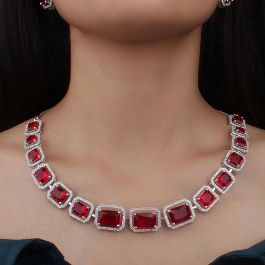 Diamond Necklace And Earrings Set (1 Set Mix Color)