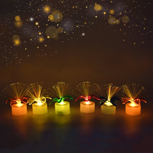 6237 Fiber Optic Light Mini Color Change Led Table Centerpieces Light Up Candle - Pack Of 12