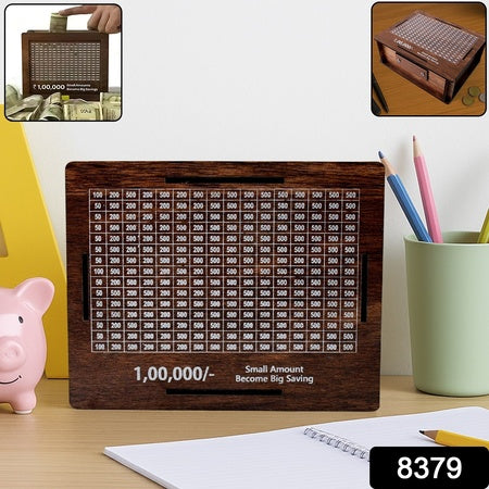 Wooden Money Piggy Bank Money Box (1 Pc With Marker Pen)