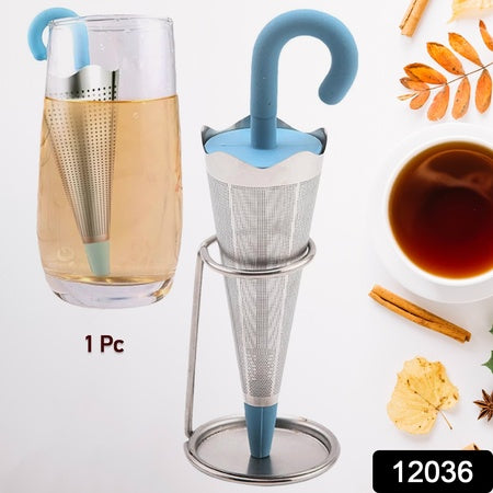 Reusable Cute Umbrella Tea Strainer With Tray Stand (1 Pc)