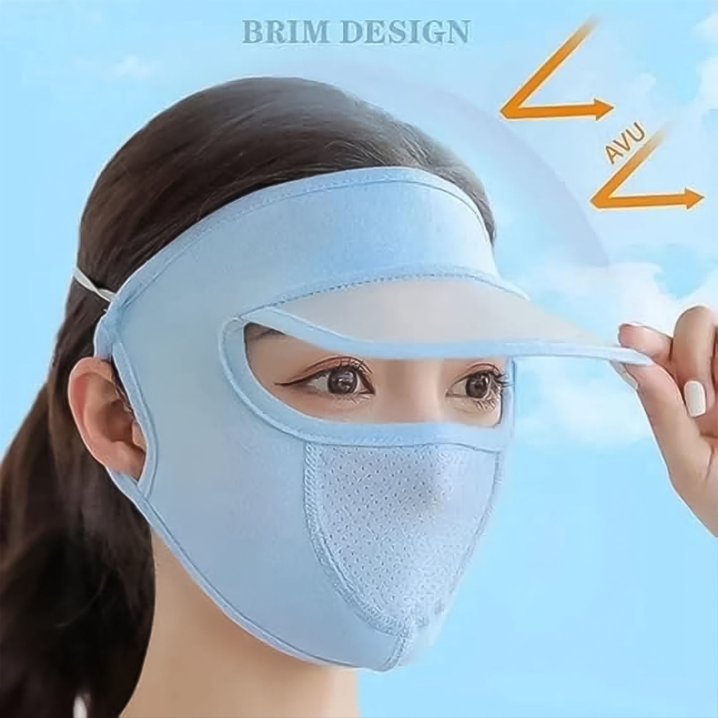 Womens Full Face Uv Protection Cap With Built-in Mask And Wide Brim Visor Breathable (1 Pc)