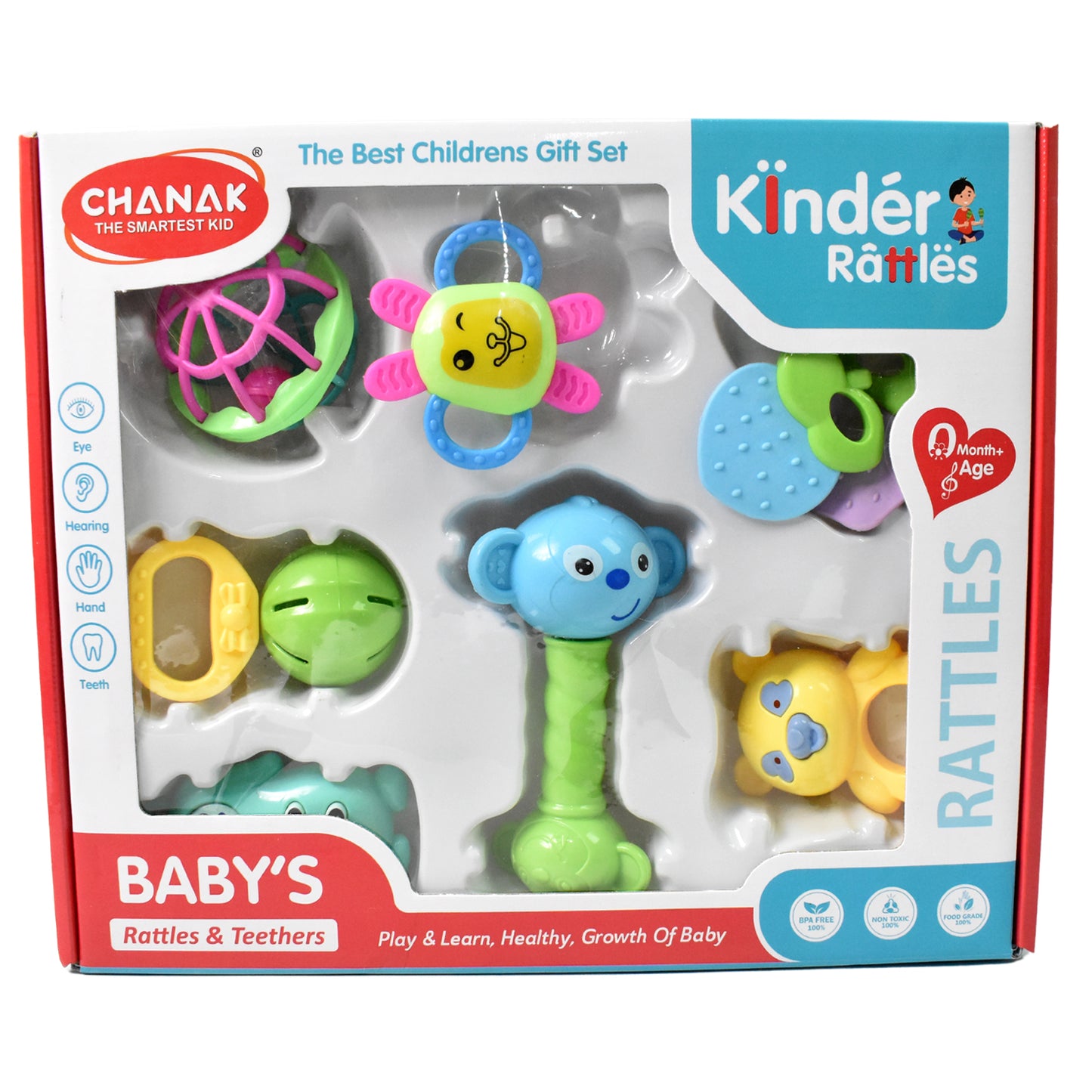Kinder Rattles Classic Store Plastic Non-toxic Shake And Grab Ball Baby Rattles Teethers (8 Pcs Set)