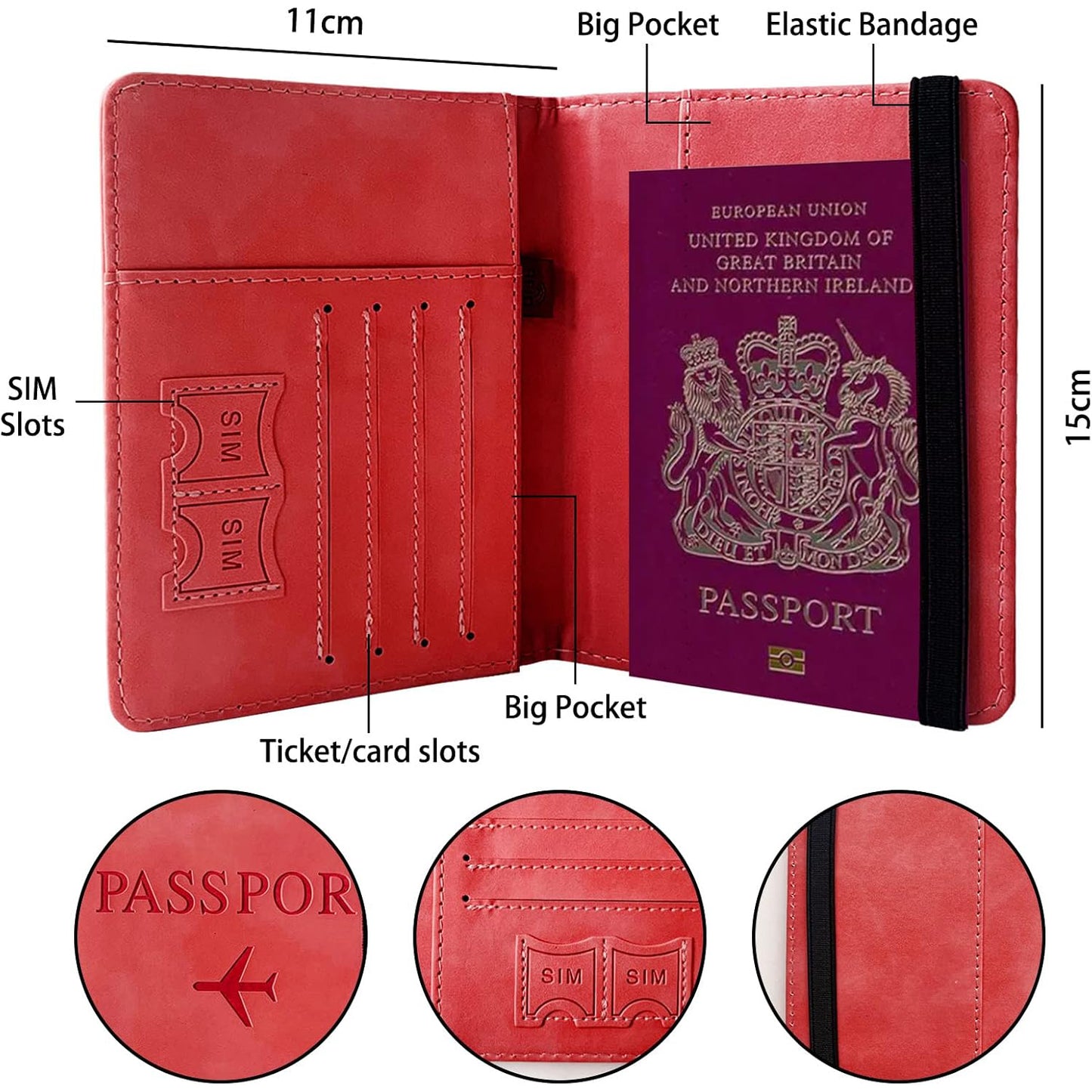 Premium Multifunction Travel Passport Holder Wallet (15x11cm 1 Pc)