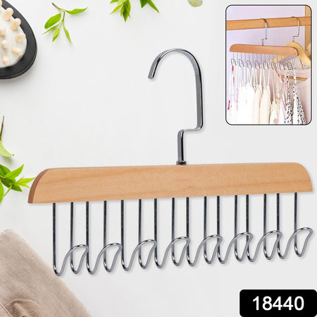 Space Saving 8 Hooks Wooden Hangers (Hanging Hook Included 1 Pc)