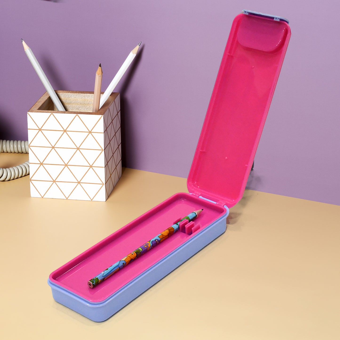 Stylish Cartoon Printed Hard Top Pencil Box For Kids (1 Pc Mix Design)
