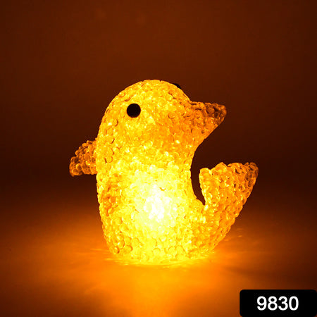 Dolphin Shape Crystal Led Night Light Lamp Cute Glowing Animal Decorative Light (1 Pc)