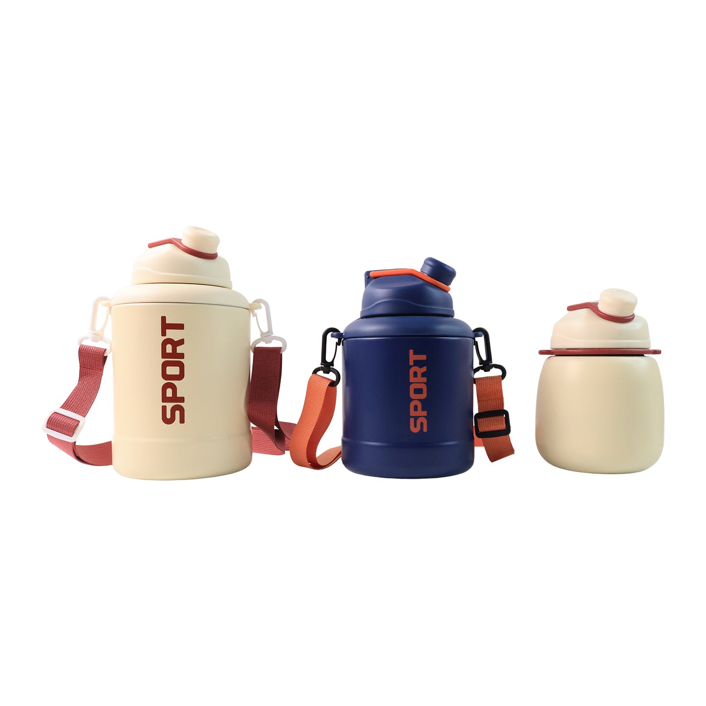 Sports Vacuum Bottle With Shoulder Strap 1 Pc Stylish Mix Design Size