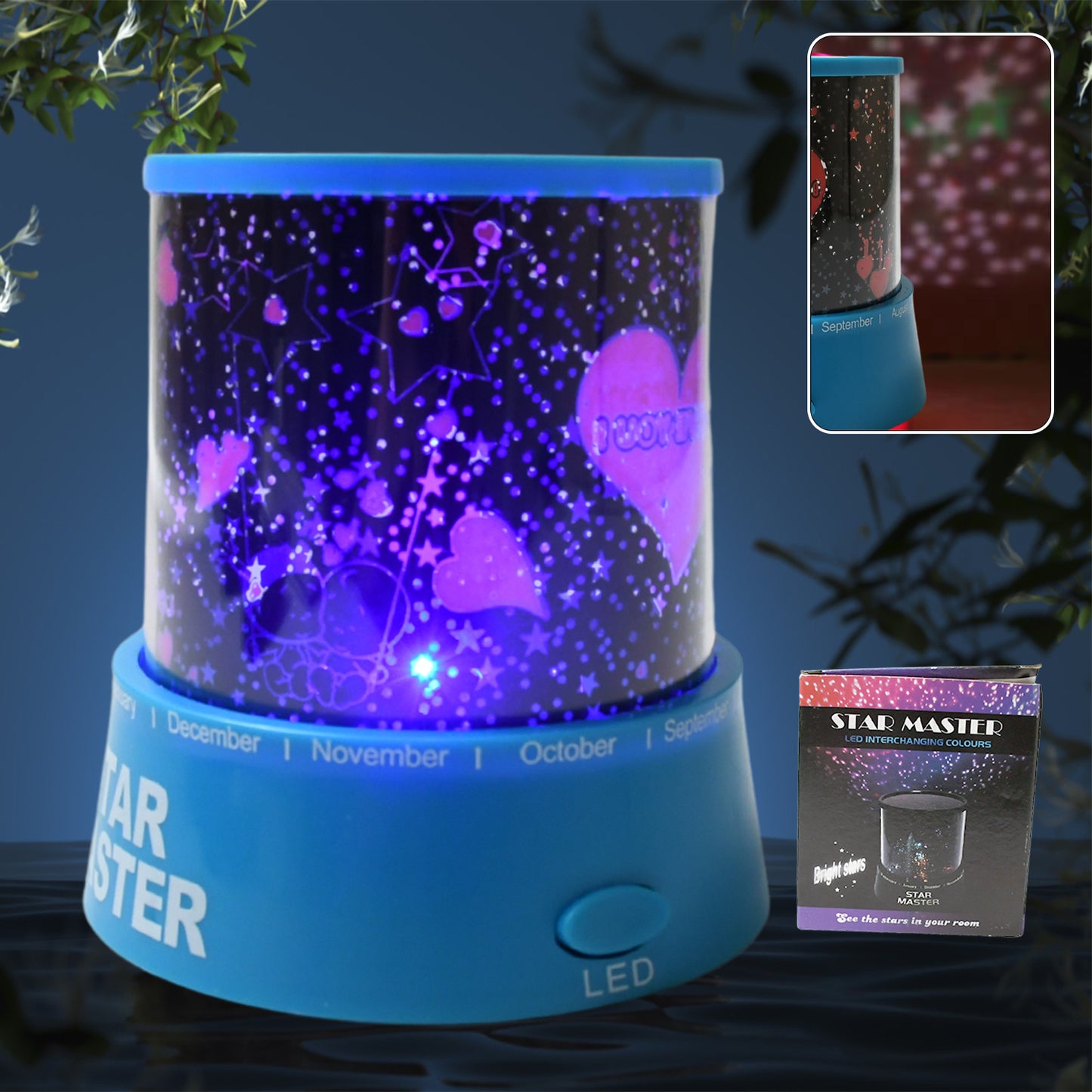 Led Projector Night Light Amazing Lamp 3 Battery Operated Lamps Rotation With The Music Function Master For Kids Bedroom Home Decoration Nightromantic Gift (Battery Not Included 1 Pc)