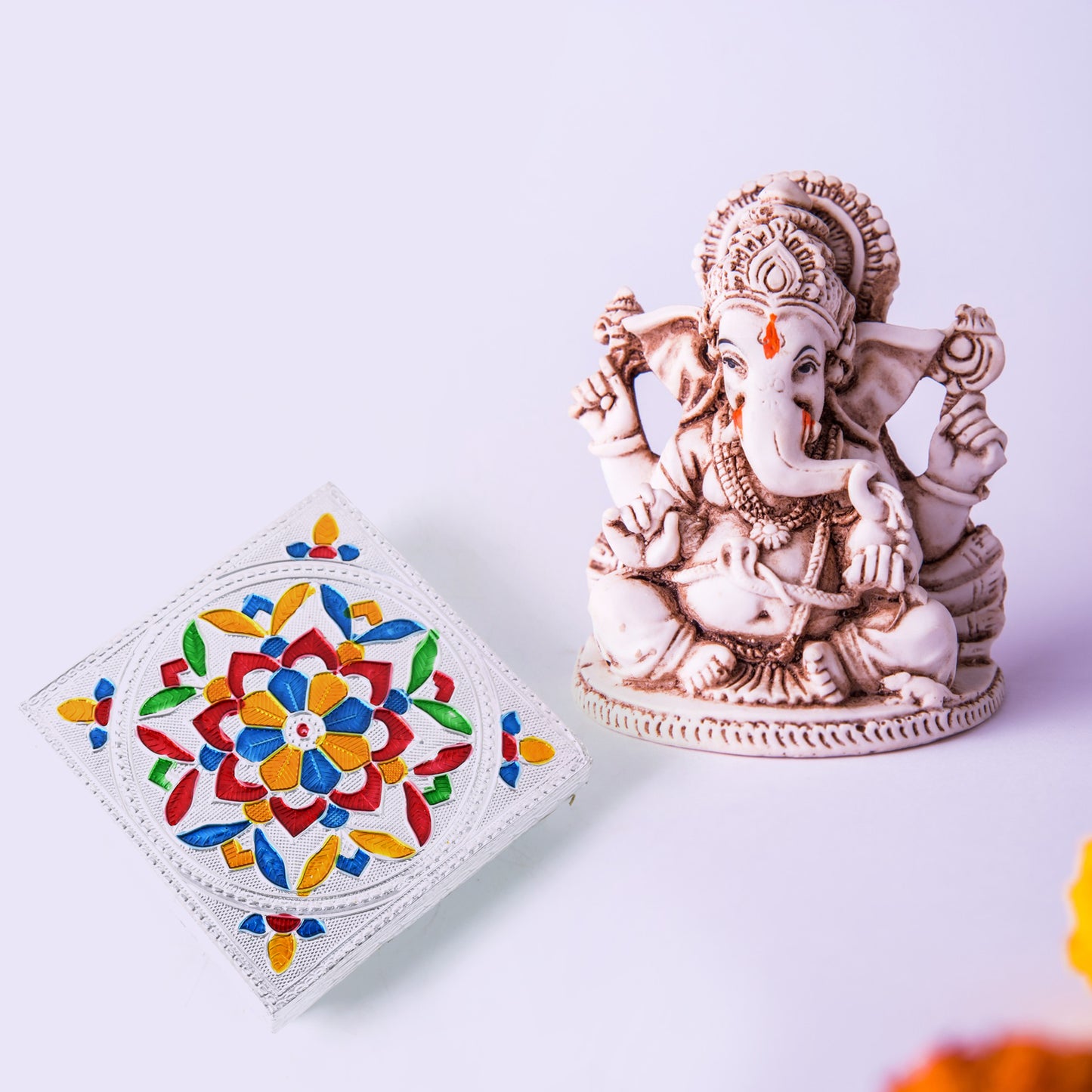 Handicraft Meenakari Wooden Chowki Puja Bajot For Home Office Decor For Puja Multicolour (1 Pc Set)