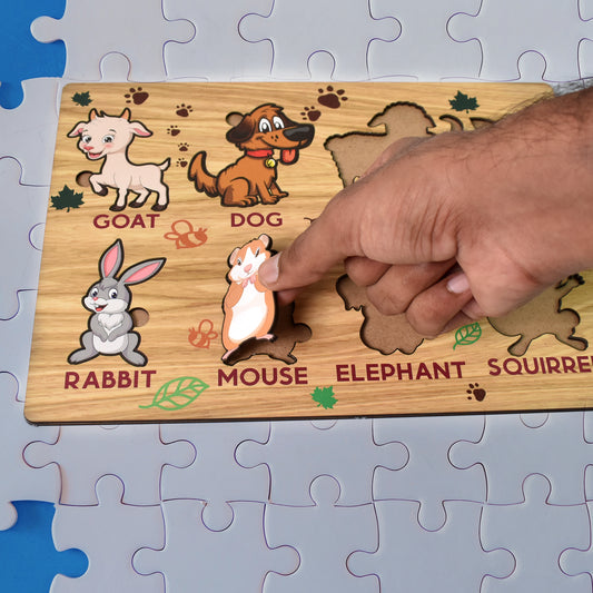 Wooden Animal Puzzle Learning Educational Board (1 Set 2820 Cm)