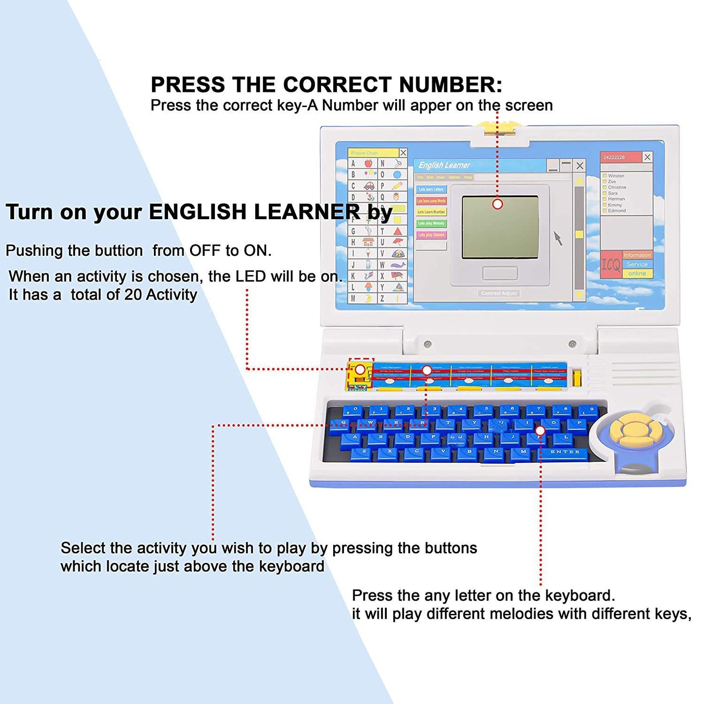 English Learner Educational Laptop Toy 20 Learning Activities