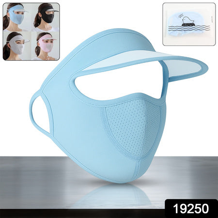 Womens Full Face Uv Protection Cap With Built-in Mask And Wide Brim Visor Breathable (1 Pc)