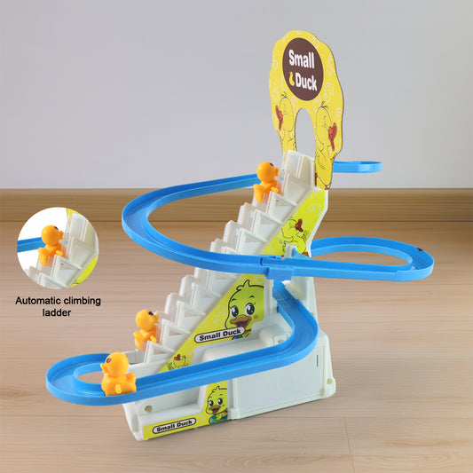 Lala Small Duck Climb Stairs Toy Roller Coaster With Flashing Lights Music (3 Ducks)