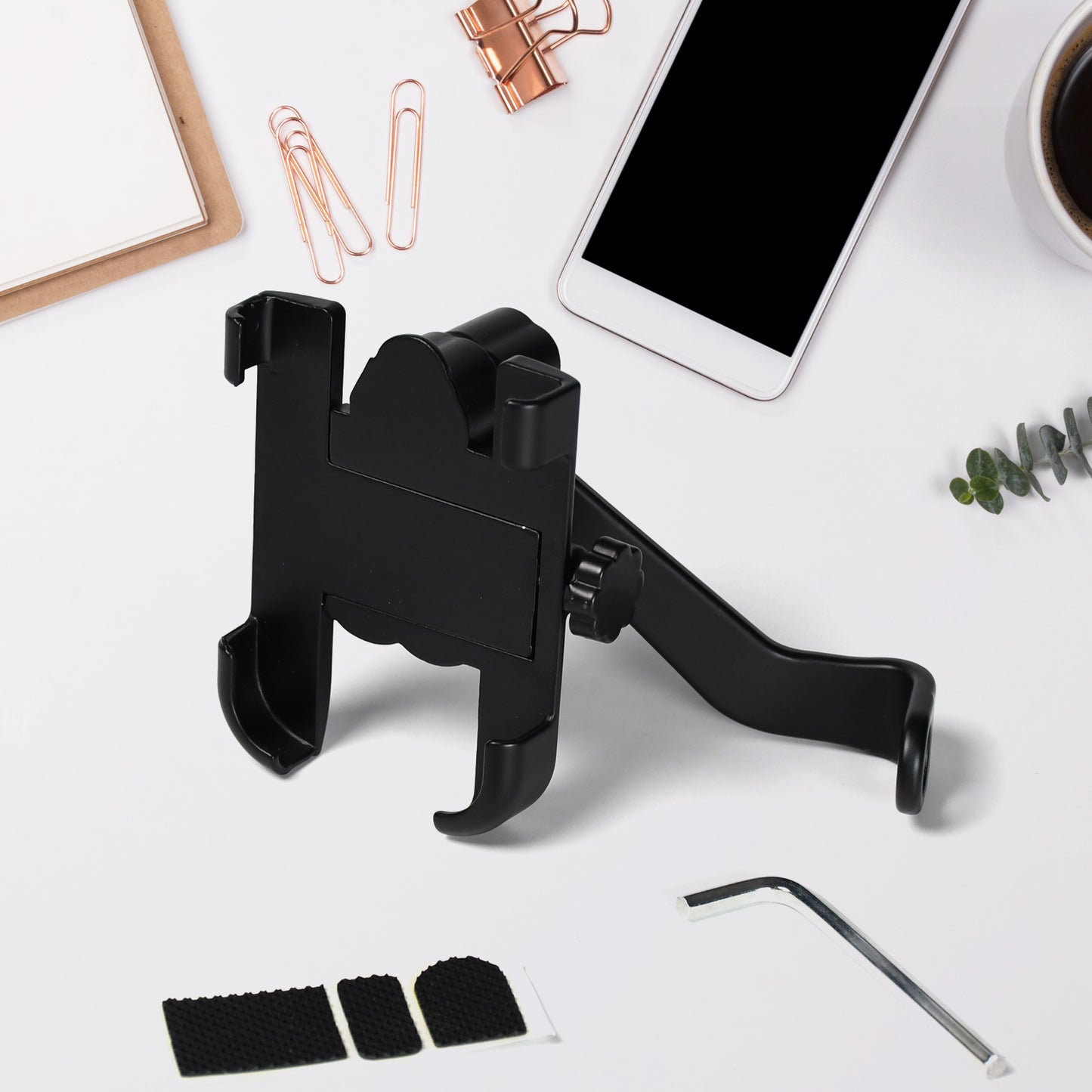 6706 Mobile Phone Holder With Easy Adjustable Rear View Mirror Mount Solid Metal Cradle Stand Suitable For Bike Mobile Phones