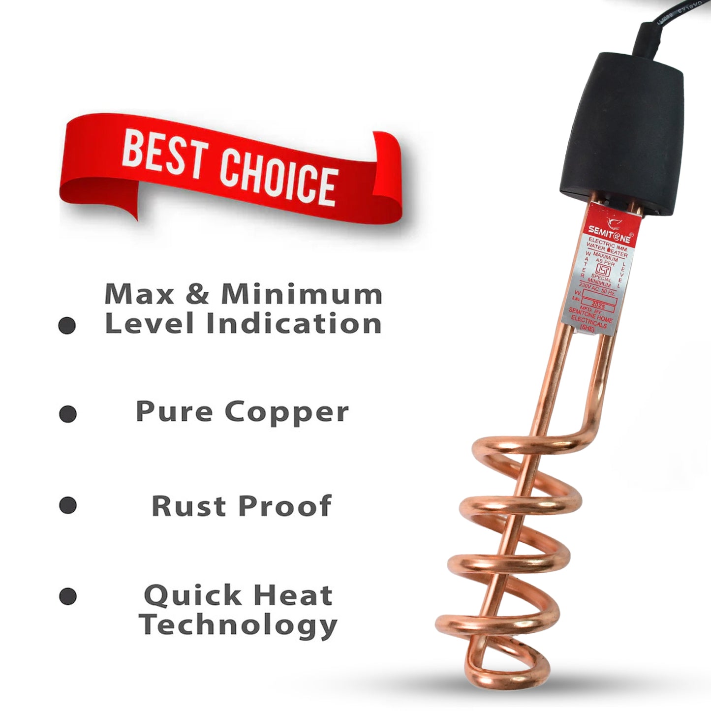 Immersion Water Heater Rod High-performance Copper Heating Element With Shockproof Handle