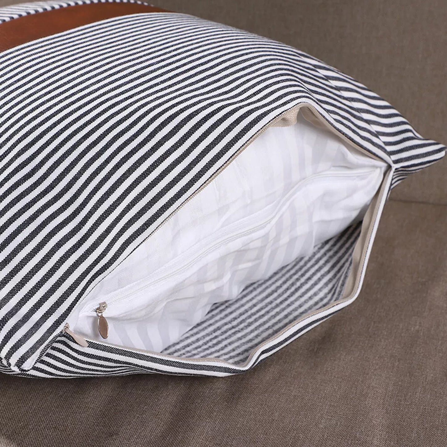 Pillow Covers Leather Cotton Cushion Covers (20 20 Inch 1 Pair 2 Pc)