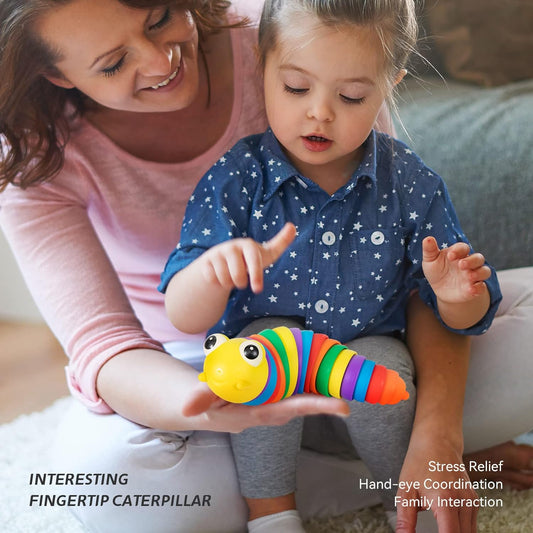 17594 3d Rainbow Color Plastic Slug Fidget Toys Stress Relieving Toy Sensory Slug Toy For Boys And Girls Finger Slug Toy For Autistic Caterpillar Fidget Toys Stress Relief Gifts For Toddlers Kids Adults (1 Pc)