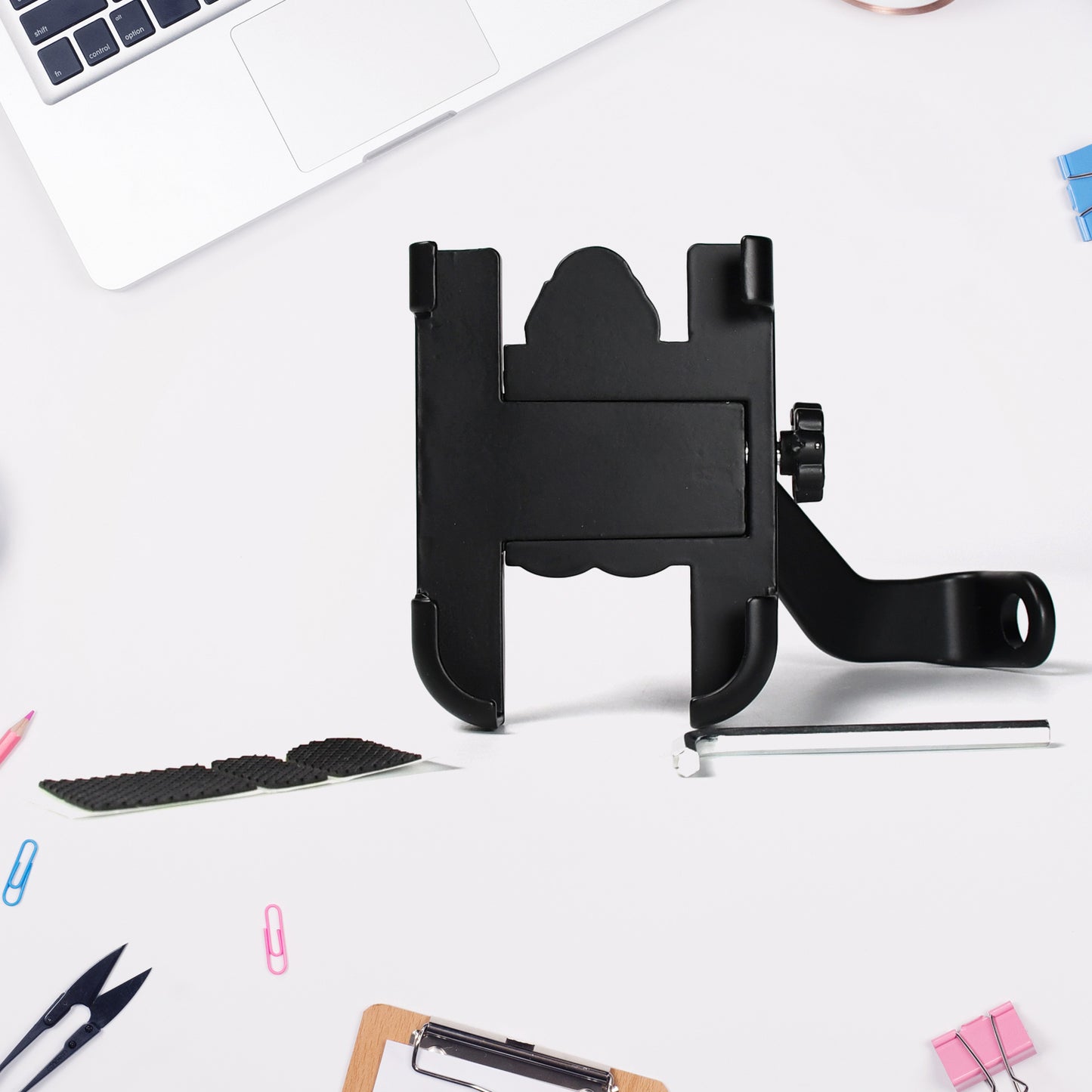 6706 Mobile Phone Holder With Easy Adjustable Rear View Mirror Mount Solid Metal Cradle Stand Suitable For Bike Mobile Phones