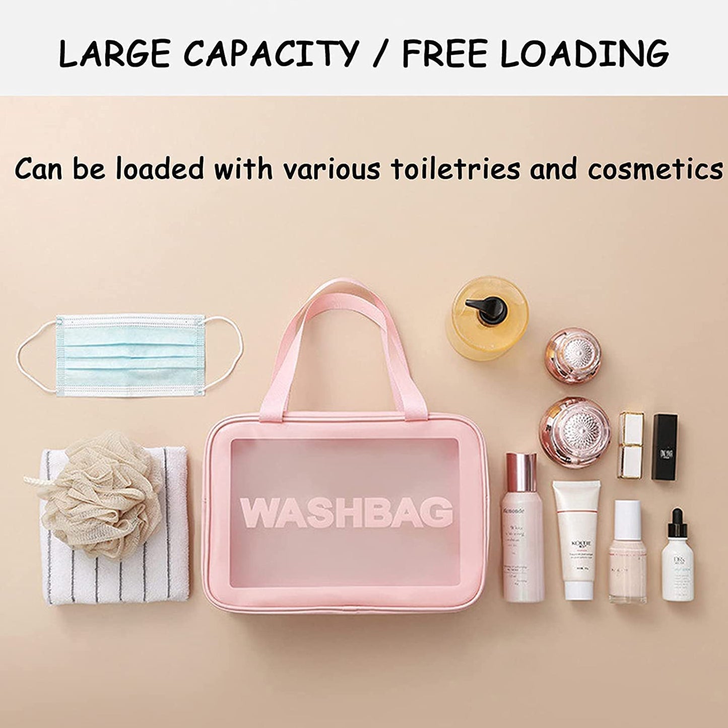 12682 Cosmetic Pouch Make Up Bag For Home Travel Toiletry Bag For Cosmetics Brushes Accessories Set Of 3 Small Medium Big - Wash Bag
