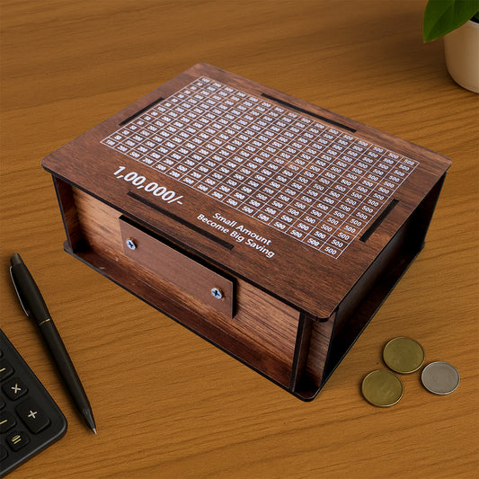Wooden Money  Piggy Bank Money Box (1 Pc  With Marker Pen)