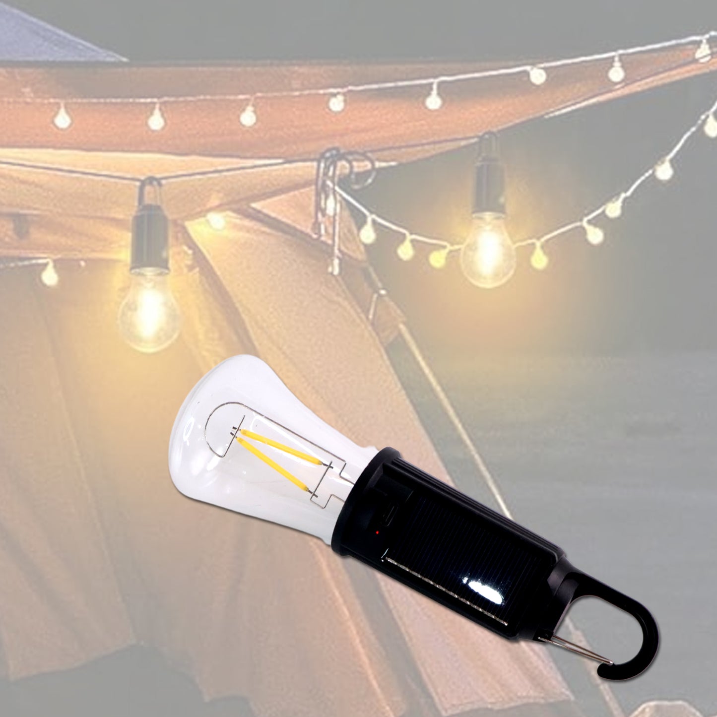 Solar  Usb Rechargeable Led Hanging Camping Bulb Lantern Light (1 Pc)