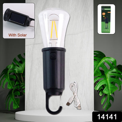 Solar  Usb Rechargeable Led Hanging Camping Bulb Lantern Light (1 Pc)