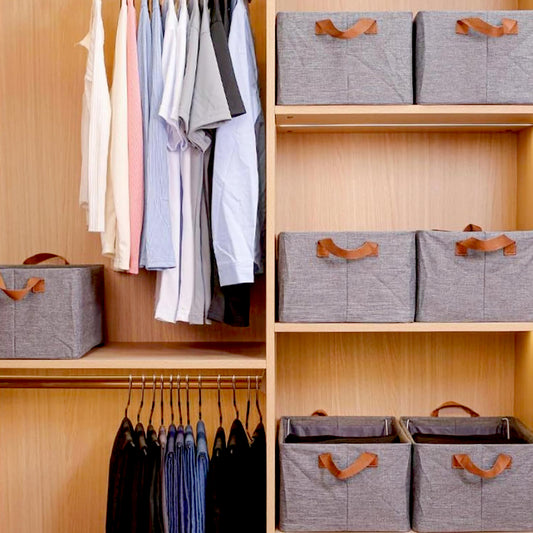 12627 Foldable Storage Box With Lid And Handles Cotton And Linen Storage Bins And Baskets Organizer For Nursery Closet Bedroom Home (45 Cm)