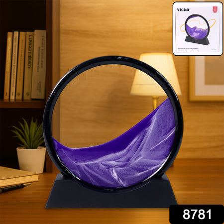 8781 Moving Sand Art Picture Decor 3d Deep Sea Sandscape Liquid Motion Round Glass Frame Display Flowing Sand Relaxing Gift For Kids Adults Painting Artistic Sandscape For Home Office Ornament Desktop Art Bookshelves Decoration (1 Pc )