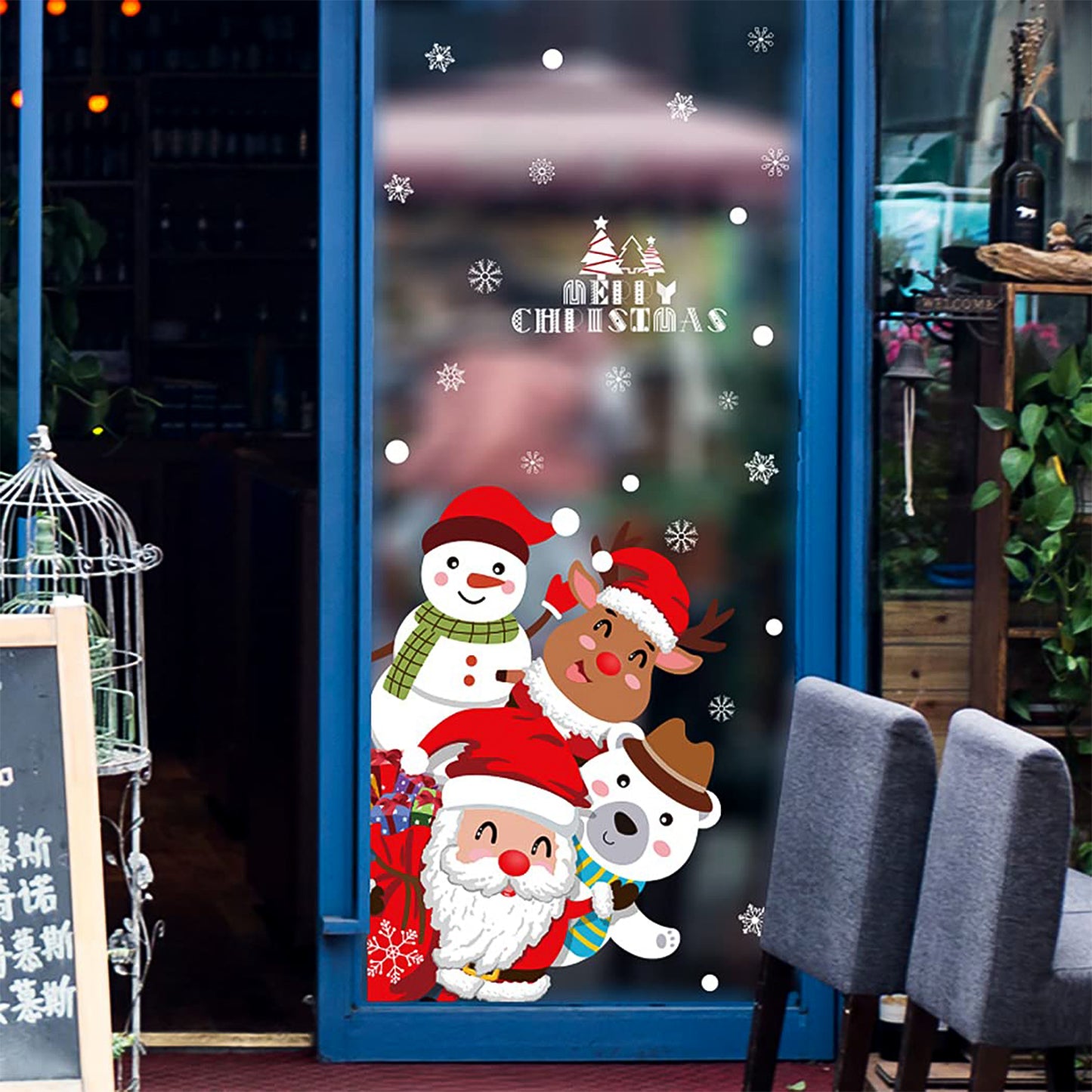 Christmas Theme Glass  Wall Sticker 90x60 Cm  (1 Pc)