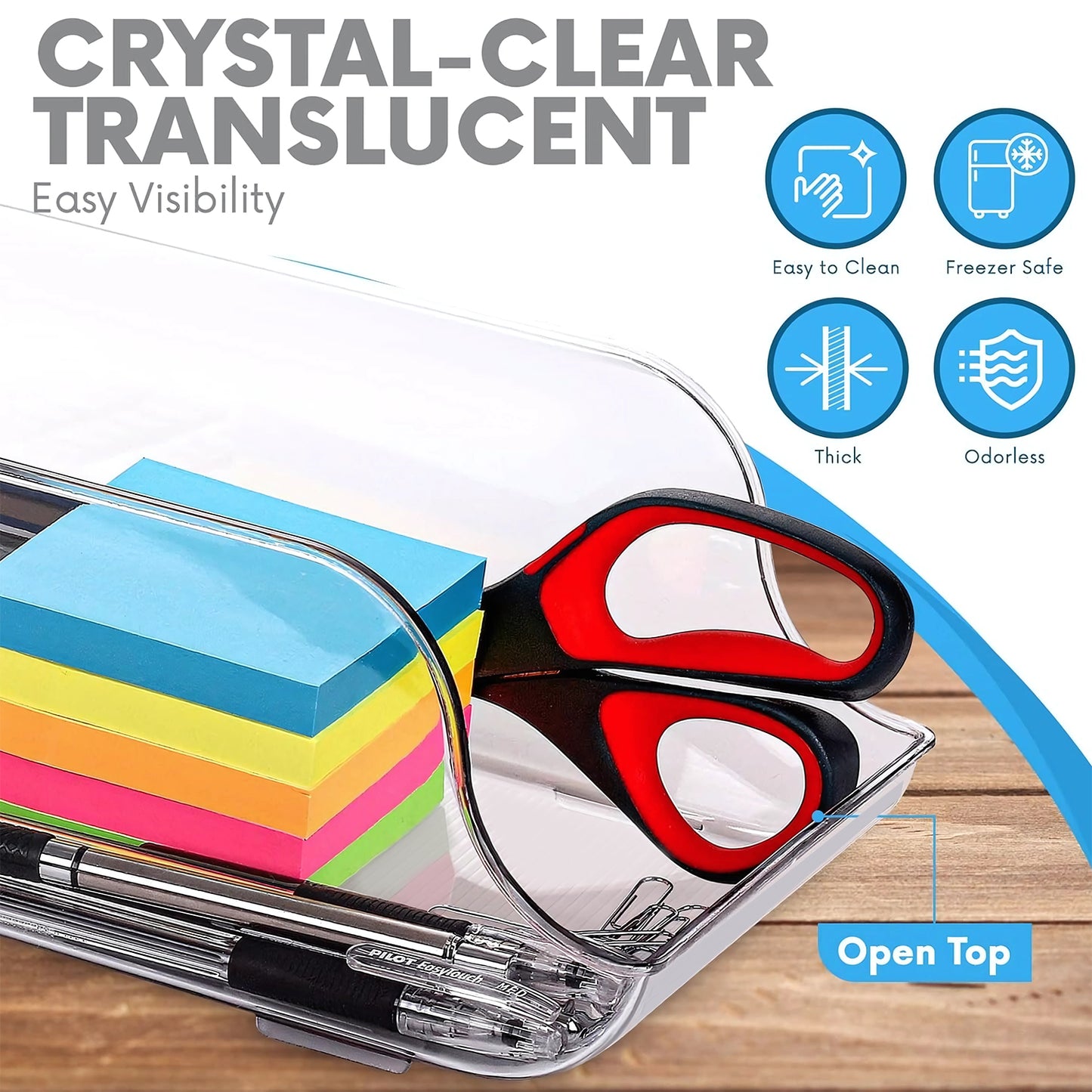 Transparent Plastic Storage Bin Box (35x16cm  1 Pc)